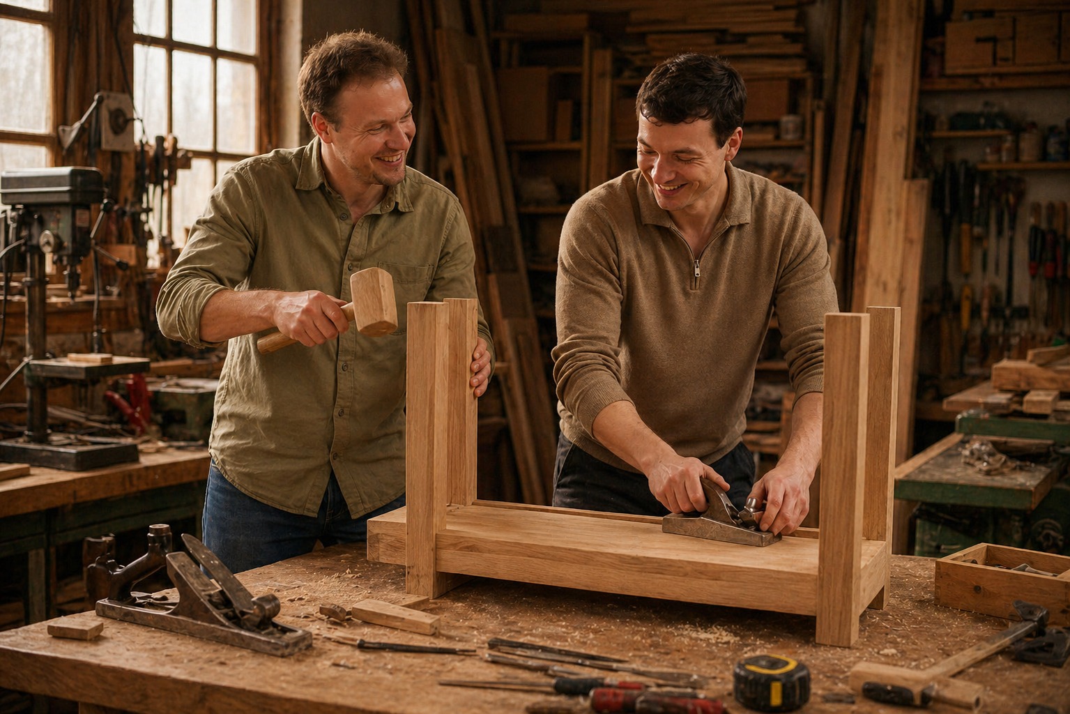 Vincent und Julian in der Morgenholz Werkstatt
